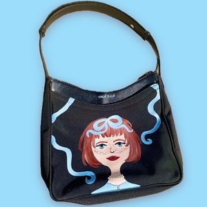 Vintage Cole Haan Handpainted Handbag 90s genuine leather Shoulderbag
